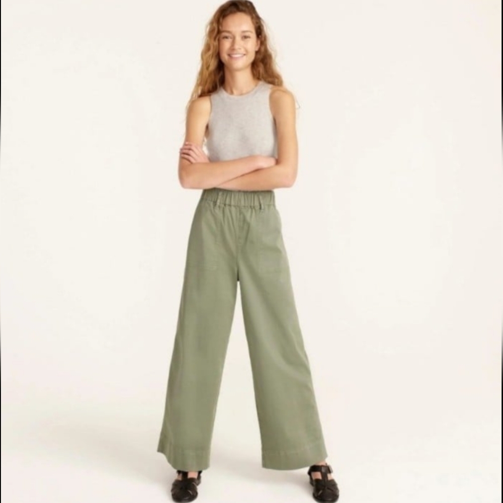 J Crew Pull-On Wide Leg Chino Pants MT sz s/m